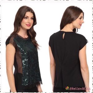 Sequined Front Blouse Obree by BCBGMaxAzria, Sz L